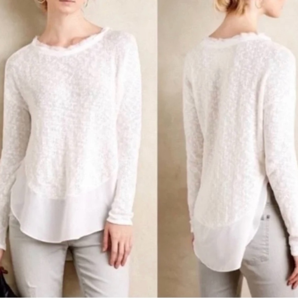 Anthropologie Deletta
Bramble Knit White Pullover..Size Larger